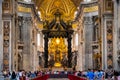 Presbytery and apse with St. Peter`s Cathedra Petri in St. Peter`s Basilica of Vatican City in Rome in Italy Royalty Free Stock Photo