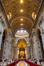 Presbytery and apse with St. Peter`s Cathedra Petri in St. Peter`s Basilica of Vatican City in Rome in Italy Royalty Free Stock Photo