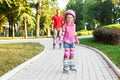 Preschool beginner in roller skates