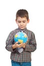 Preschool boy holding a globe Royalty Free Stock Photo