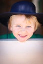 Preschool boy smiling and posing for kindy portraits Royalty Free Stock Photo