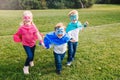 Preschool Caucasian children playing superheroes Royalty Free Stock Photo