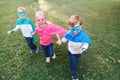 Preschool Caucasian children playing superheroes Royalty Free Stock Photo