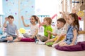 Preschool children on speech therapy lesson in kindergarten Royalty Free Stock Photo