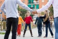 Preschool children playing forcing the city gates Royalty Free Stock Photo