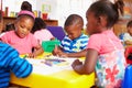 Preschool class in South African township, close-up Royalty Free Stock Photo