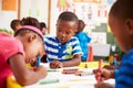 Preschool class in South African township, close-up