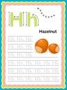 Preschool Colorful letter H Uppercase and Lowercase Tracing alphabets start with Vegetables and fruits daily writing practice