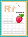 Preschool Colorful letter K Uppercase and Lowercase Tracing alphabets start with Vegetables and fruits daily writing practice