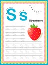 Preschool Colorful letter S Uppercase and Lowercase Tracing alphabets start with Vegetables and fruits daily writing practice