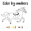 Preschool counting activities. Coloring page with colorful illustration. Color by numbers, printable worksheet. Educational game f