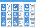 Preschool counting activity card with cute pencil illustration set for kid children learning education Royalty Free Stock Photo