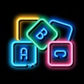 preschool education alphabet blocks neon glow icon illustration