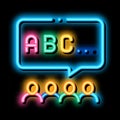 preschool education alphabet neon glow icon illustration