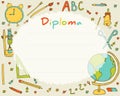 Preschool Elementary school. Kids Diploma certificate background Royalty Free Stock Photo