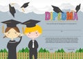 Preschool Elementary School Kids Diploma Certificate Background Design Template Royalty Free Stock Photo