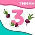 Preschool game for kids learning to count. Number three. Bright colorful elements Royalty Free Stock Photo