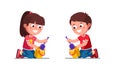 Preschool girl and boy kids playing with sand Royalty Free Stock Photo