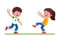 Preschool girl and boy playing with baseball game Royalty Free Stock Photo