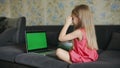 Preschool girl on distance learning