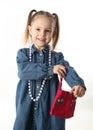 Preschool girl playing dress up