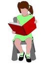 Preschool girl reading a book