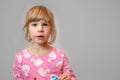 Preschool girl studio portrait on clean background