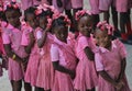 Preschool girls and boys in rural Robillard, Haiti.