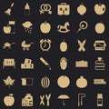 Preschool icons set, simple style