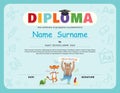 Preschool Kids Diploma certificate background design template Royalty Free Stock Photo