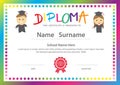 Preschool kids elementary school diploma certificate design back