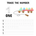 Preschool Math Worksheet with Number 1 Practice. Royalty Free Stock Photo