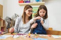 Preschool Teacher with Child at Kindergarten - Creative Art Class Royalty Free Stock Photo