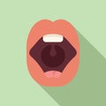 Preschool tongue icon flat vector. Diction idiom