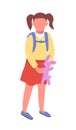 Preschooler girl with toy semi flat color vector character