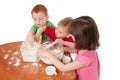 Preschooler kids making mess in kitchen Royalty Free Stock Photo