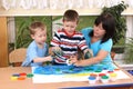 Preschoolers and fingerpainting Royalty Free Stock Photo