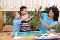 Preschoolers and fingerpainting Royalty Free Stock Photo