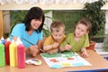 Preschoolers and painting Royalty Free Stock Photo