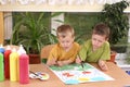 Preschoolers and painting Royalty Free Stock Photo