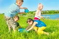 Preschoolers spreading water Royalty Free Stock Photo