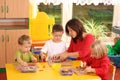 Preschoolers and wooden blocks