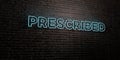 PRESCRIBED -Realistic Neon Sign on Brick Wall background - 3D rendered royalty free stock image