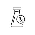 Prescription drug. Glass flask with prescription symbol. Pixel perfect, editable stroke icon