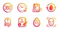 Prescription drugs, 24 hours and 360 degrees icons set. Swipe up, Ph neutral and Algorithm signs. Vector