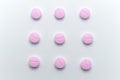 Prescription drugs,medicine of tablets or pills with pink color. Royalty Free Stock Photo