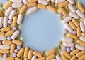 Prescription drugs, pills mixed medicine and health supplements