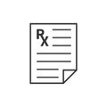 Prescription icon in flat style. Rx document vector illustration on white isolated background. Paper business concept Royalty Free Stock Photo