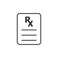 Prescription icon in flat style. Rx document vector illustration on white isolated background. Paper business concept Royalty Free Stock Photo