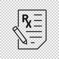 Prescription icon in flat style. Rx document vector illustration on white isolated background. Paper business concept Royalty Free Stock Photo